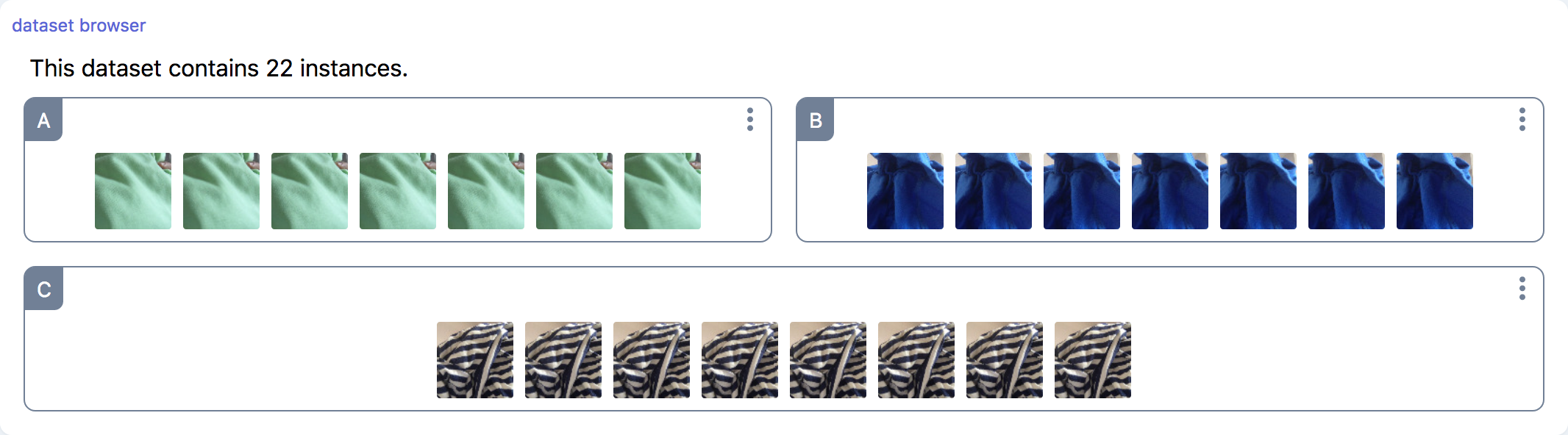 Screenshot of the datasetBrowser component